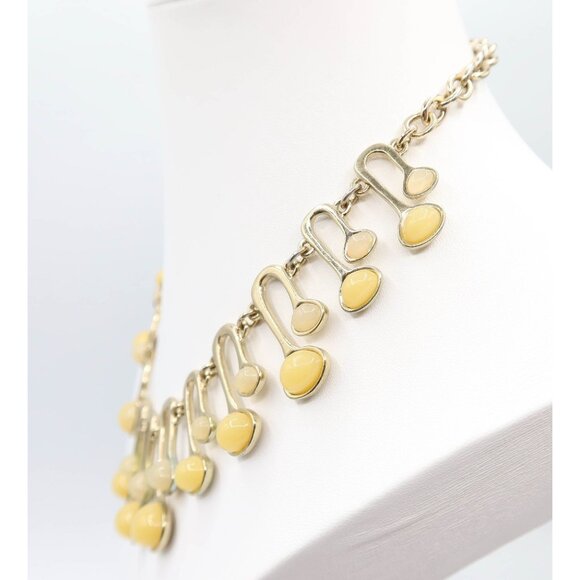 ANN TAYLOR Retro MCM Atomic Style Gold Tone Resin Cabochon Necklace Funky Mod - Picture 5 of 10